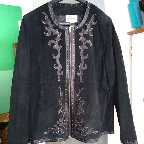 Luis Dell'Olio XL wearable art black suede jacket - Picture 1 of 9